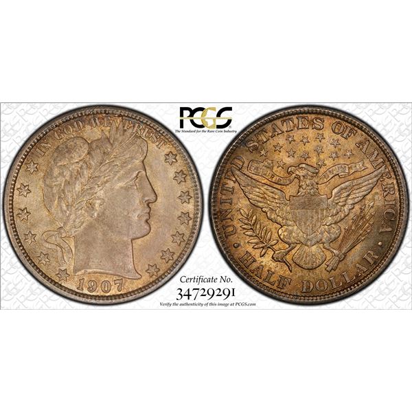 1907 Barber Half Dollar Coin PCGS MS64