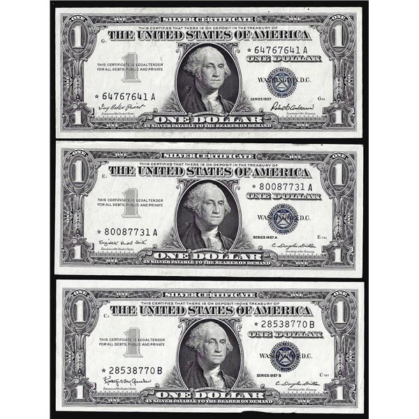 Lot of (3) 1957/A/B $1 Silver Certificate Star Notes