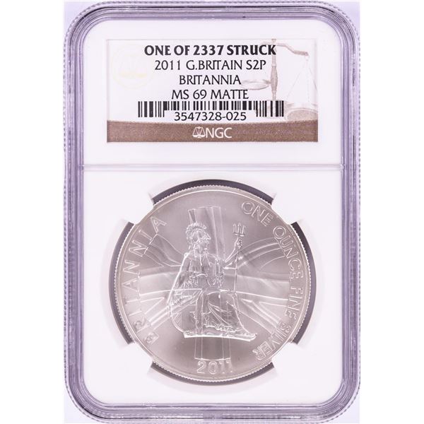 2011 Great Britain 2 Pounds Silver Coin NGC MS69 Matte