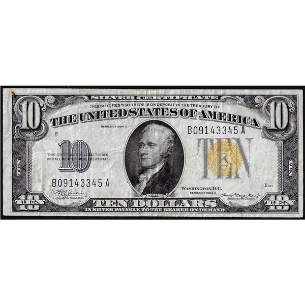 1934A $10 North Africa WWII Emergency Issue Silver Certificate Note