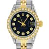 Image 1 : Rolex Ladies Two Tone Black Diamond Datejust Wristwatch Oyster Perpetual