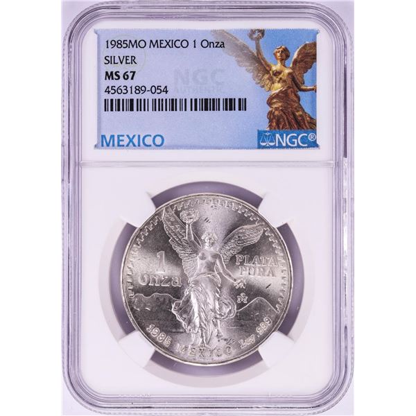 1985Mo Mexico 1 Onza Libertad Silver Coin NGC MS67