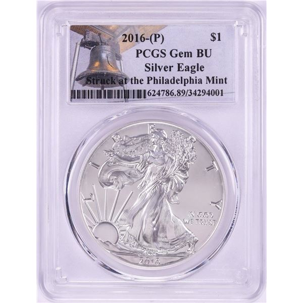 2016-P $1 American Silver Eagle Coin PCGS Gem BU Struck at the Philadelphia Mint