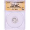 Image 1 : 2014 Proof 1/10 oz Platinum JFK Apollo 11 Anniversary Medal ANACS MS69