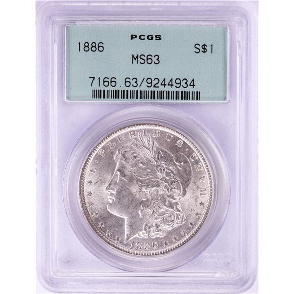 1886 $1 Morgan Silver Dollar Coin PCGS MS63 Old Green Holder