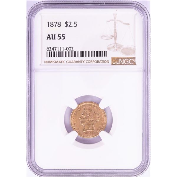 1878 $2 1/2 Liberty Head Quarter Eagle Gold Coin NGC AU55