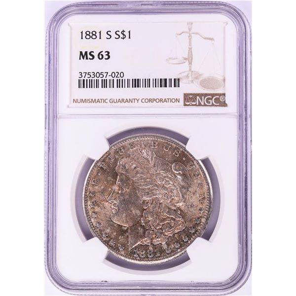 1881-S $1 Morgan Silver Dollar Coin NGC MS63