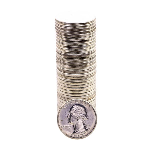 Roll of (40) Brilliant Uncirculated 1964 Washington Quarters