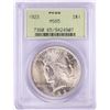 Image 1 : 1923 $1 Peace Silver Dollar Coin PCGS MS65 Old Green Holder