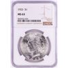 Image 1 : 1923 $1 Peace Silver Dollar Coin NGC MS63