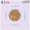 Image 1 : 1908 $2 1/2 Indian Head Quarter Eagle Gold Coin