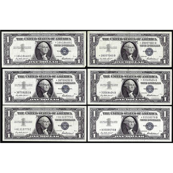Lot of (6) 1957 $1 Silver Certificate Star Notes
