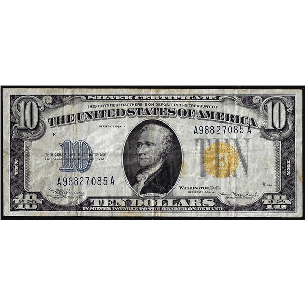 1934A $10 North Africa WWII Emergency Issue Silver Certificate Note