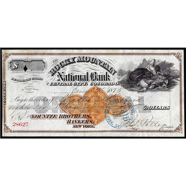 1875 Rocky Mountain Central City, Colorado Check