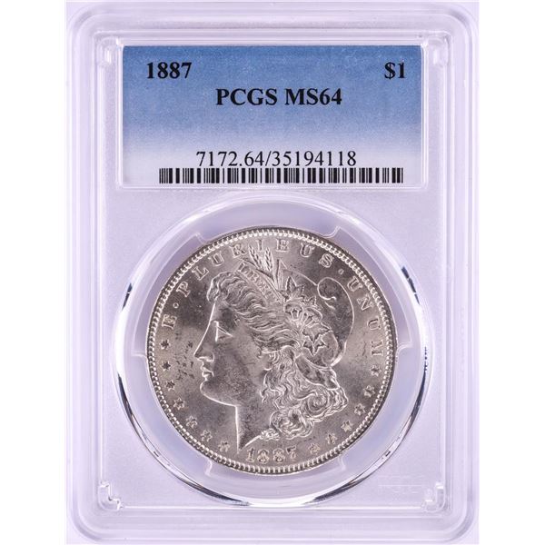1887 $1 Morgan Silver Dollar Coin PCGS MS64