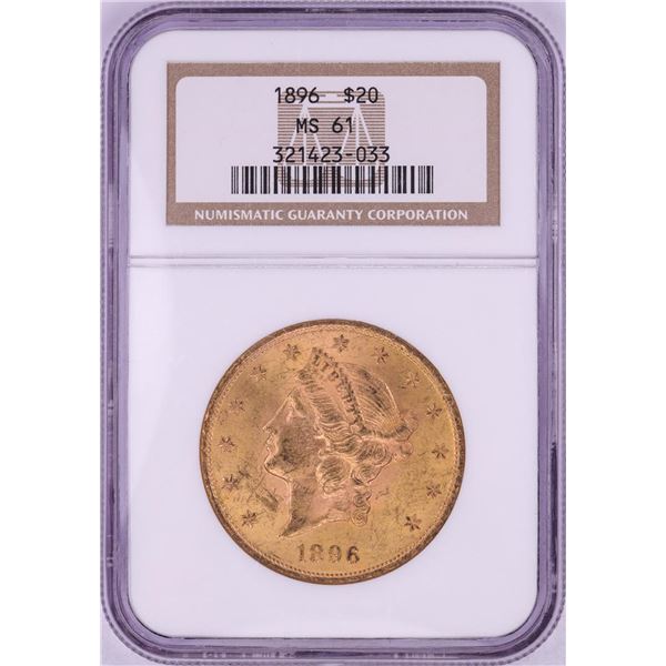 1896 $20 Liberty Head Double Eagle Gold Coin NGC MS61
