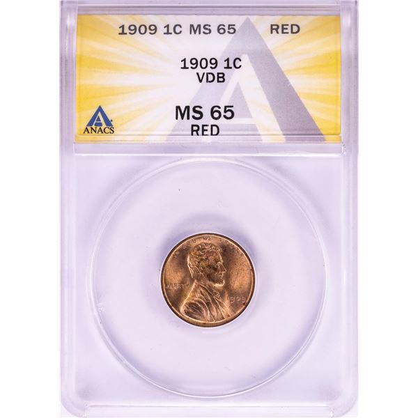 1909 Lincoln Wheat Cent Coin ANACS MS65 RED