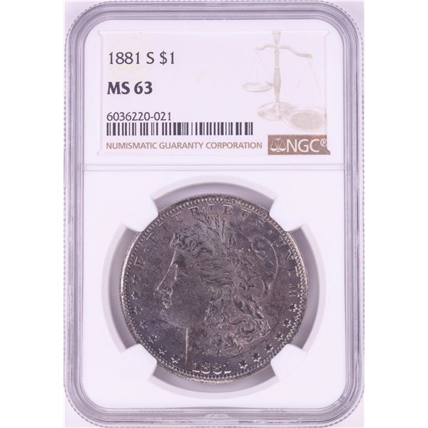 1881-S $1 Morgan Silver Dollar Coin NGC MS63 Nice Toning