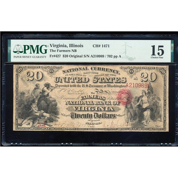 Original Series $20 Virginia, IL CH# 1471 National Bank Note PMG Choice Fine 15