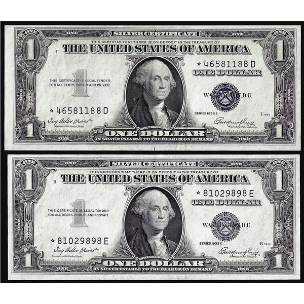 Lot of (2) 1935E $1 Silver Certificate Star Notes