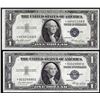 Image 1 : Lot of (2) 1935E $1 Silver Certificate Star Notes
