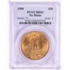 Image 1 : 1908 No Motto $20 St. Gaudens Double Eagle Gold Coin PCGS MS63