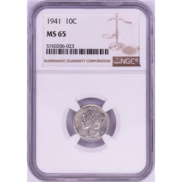 1941 Mercury Dime Coin NGC MS65