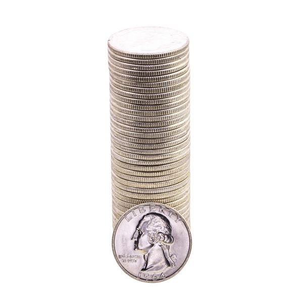 Roll of (40) Brilliant Uncirculated 1964 Washington Quarters
