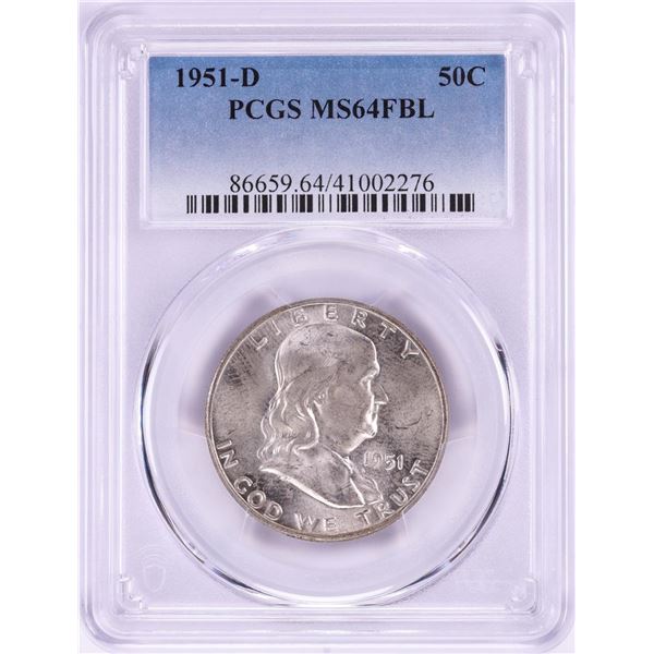 1951-D Franklin Half Dollar Coin PCGS MS64FBL