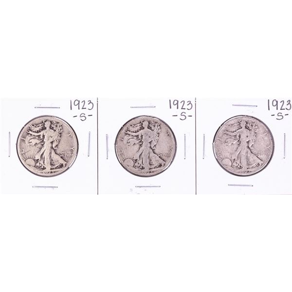 Lot of (3) 1923-S Walking Liberty Half Dollar Coins