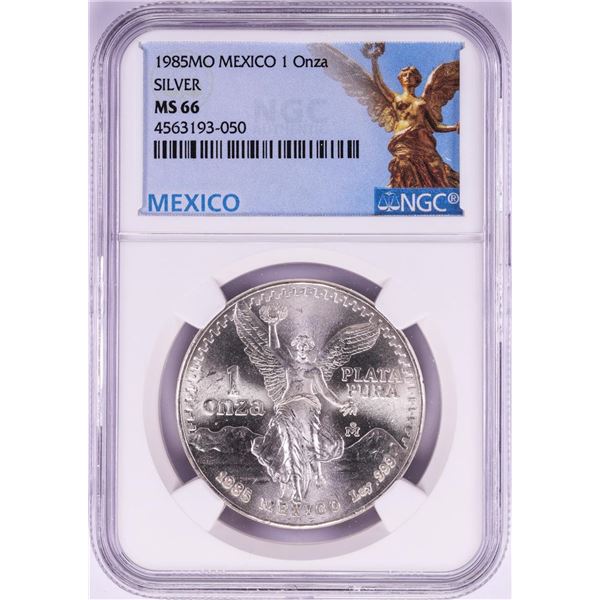 1985Mo Mexico 1 Onza Libertad Silver Coin NGC MS66