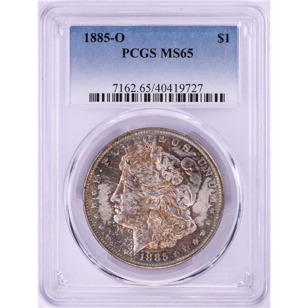 1885-O $1 Morgan Silver Dollar Coin PCGS MS65 Great Toning/Color