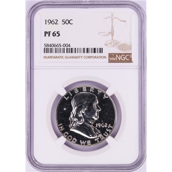 1962 Proof Franklin Half Dollar Coin NGC PF65