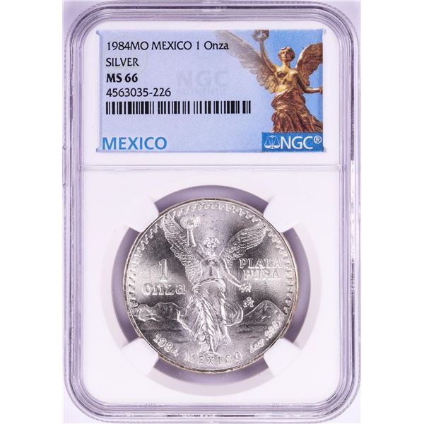 1984Mo Mexico 1 Onza Libertad Silver Coin NGC MS66