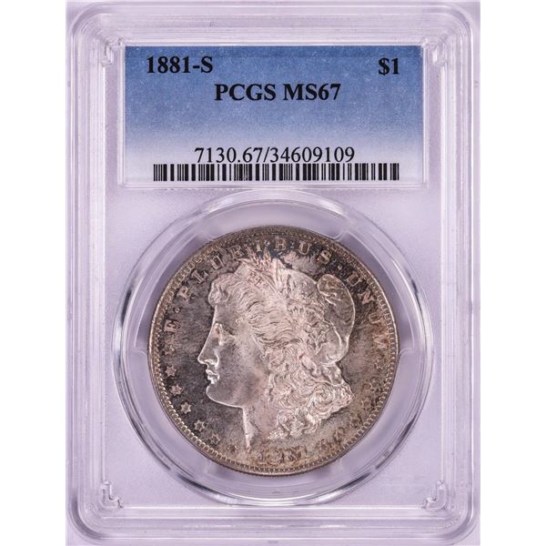1881-S $1 Morgan Silver Dollar Coin PCGS MS67 Nice Toning