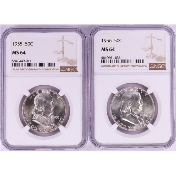 Lot of 1955-1956 Half Dollar Coins NGC MS64