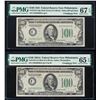 Image 1 : Changeover Pair of 1934 $100 Federal Reserve Notes PMG Gem Uncirculated 65/67EPQ