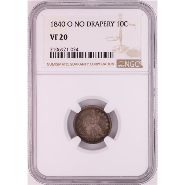 1840-O No Drapery Seated Liberty Dime Coin NGC VF20