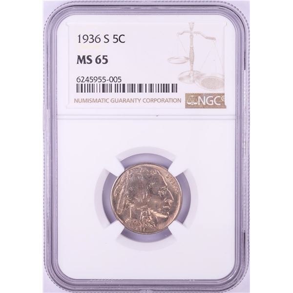 1936-S Buffalo Nickel Coin NGC MS65