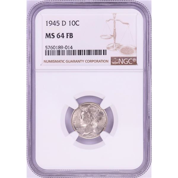 1945-D Mercury Dime Coin NGC MS64FB