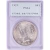 Image 1 : 1923 $1 Peace Silver Dollar Coin PCGS MS64 Green Rattler Holder