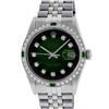 Image 2 : Rolex Mens Stainless Steel Diamond & Emerald Oyster Perpetual Datejust Wristwatch