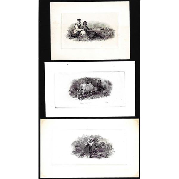 Lot of (3) 1800's Vignette from Original Proof Plates