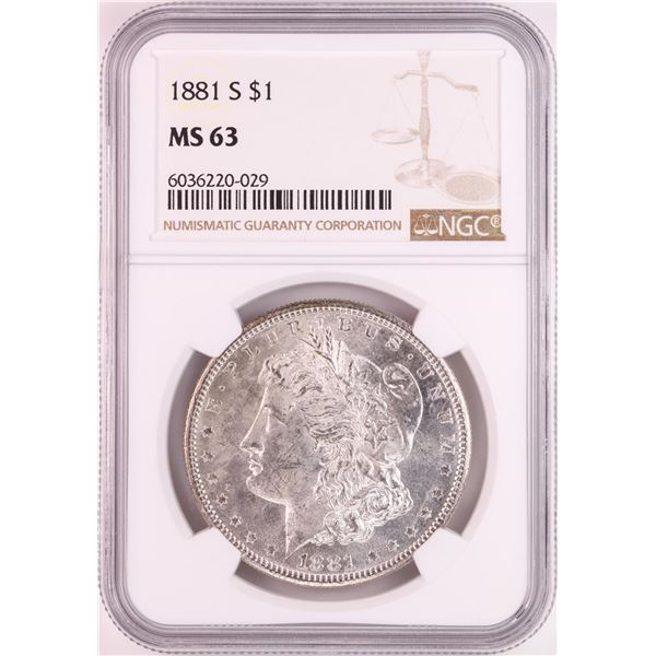1881-S $1 Morgan Silver Dollar Coin NGC MS63 Great Toning