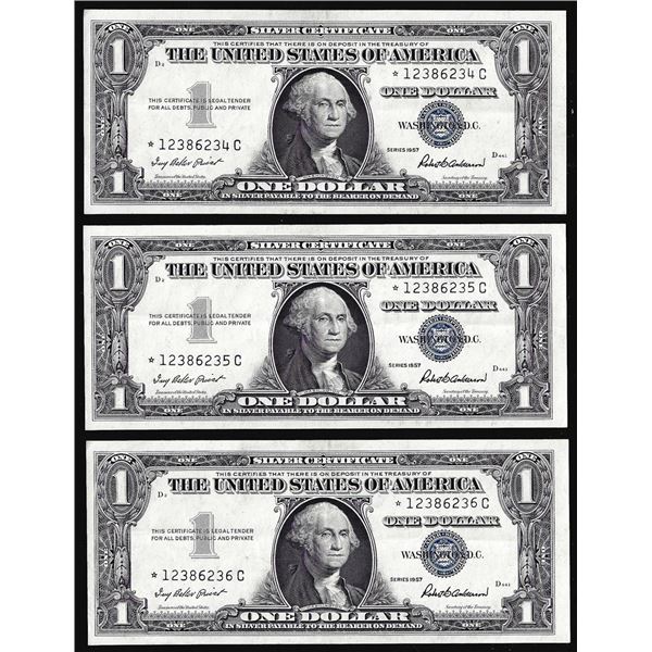 Lot of (3) 1957 Consecutive $1 Silver Certificate Star Notes