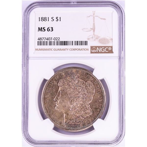 1881-S $1 Morgan Silver Dollar Coin NGC MS63