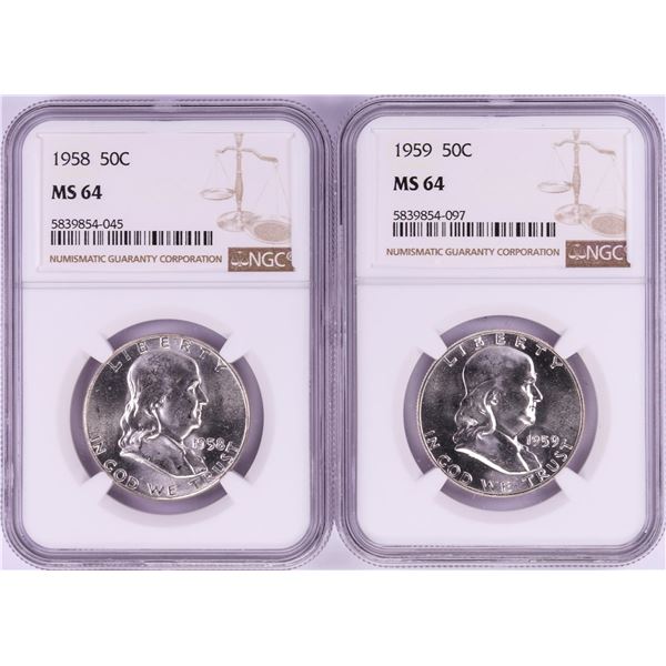 Lot of 1958-1959 Half Dollar Coins NGC MS64