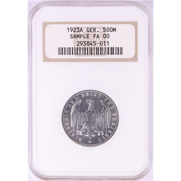 1923A Germany 500 Marks Silver Coin NGC SAMPLE FA00 Slab
