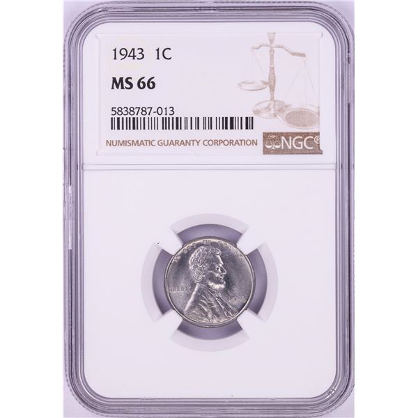 1943 Lincoln Steel Wheat Cent Coin NGC MS66