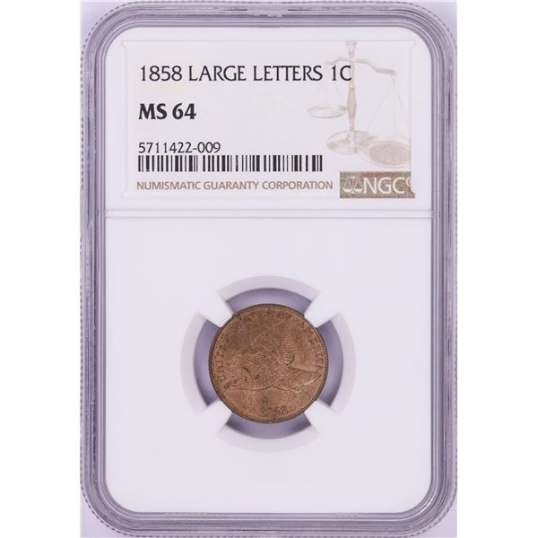 1858 Large Letters Flying Eagle Cent Coin NGC MS64